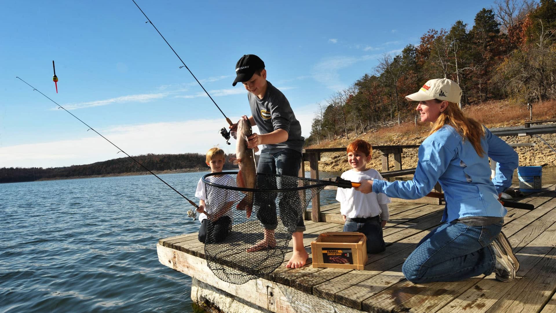 Family fishing on Norfork Lake