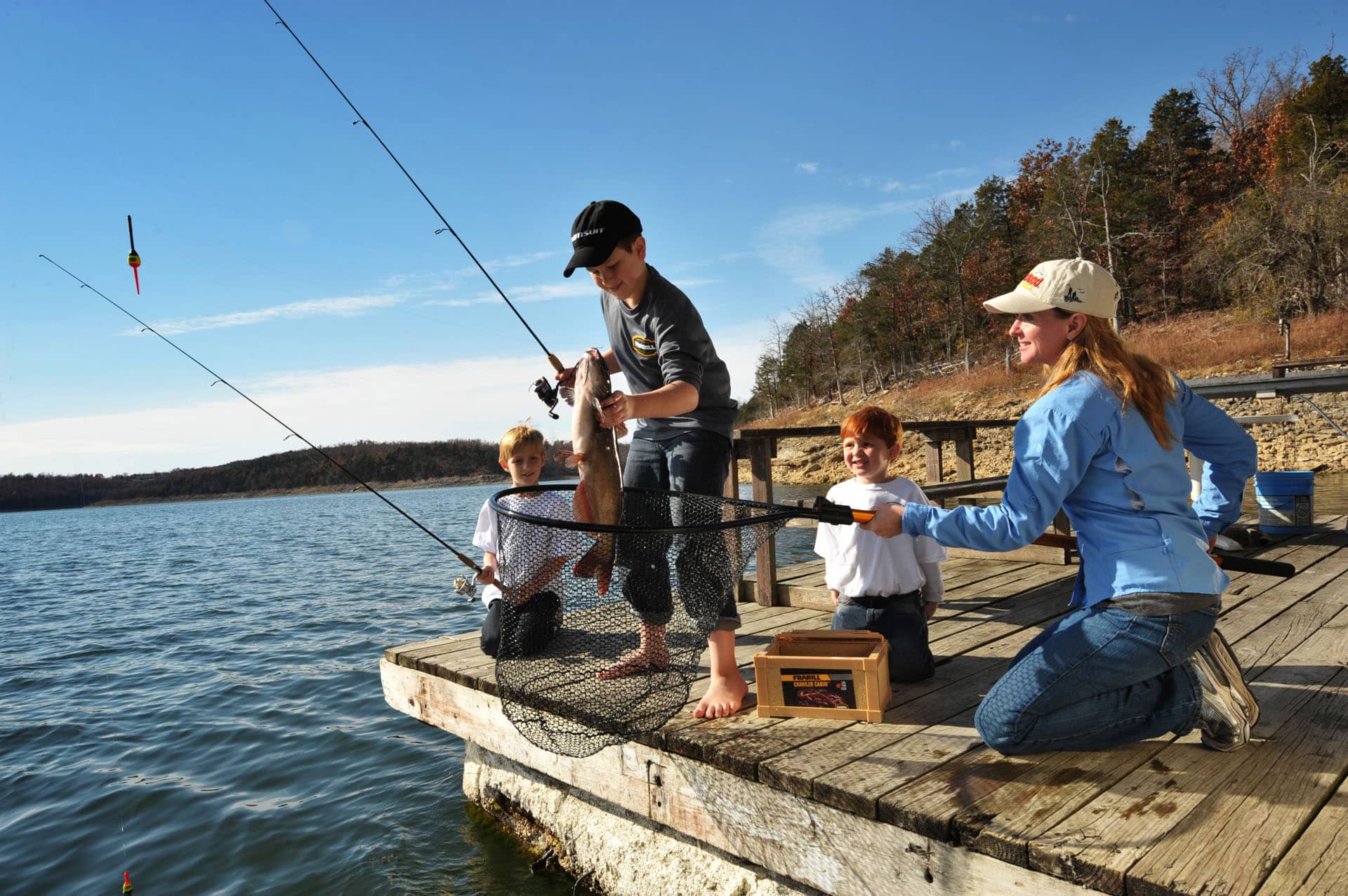 Family fishing on Norfork Lake
