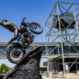 statue outside harley davidson museum in milwaukee wisconsin