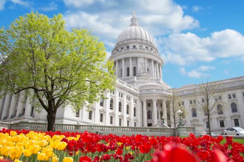 Wisconsin State Capitol building in Madison in spring Wisconsin State Capitol building in Madison in spring